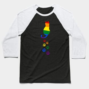 Cute Cat Paw Support LGBT Pride Baseball T-Shirt